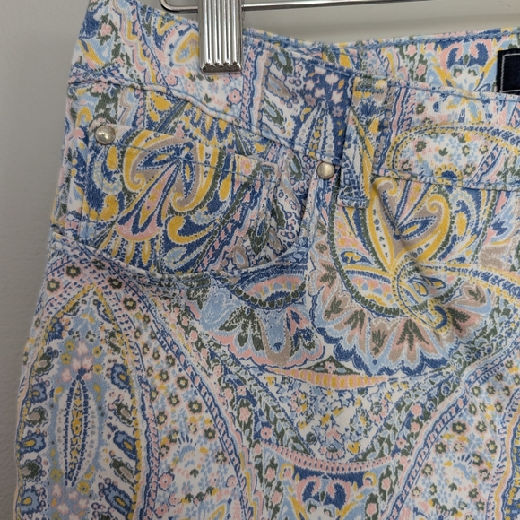 Charter Club Paisley Ankle Cropped Jeans Cotton Summer Resort Size 8 Pants - Picture 3 of 8